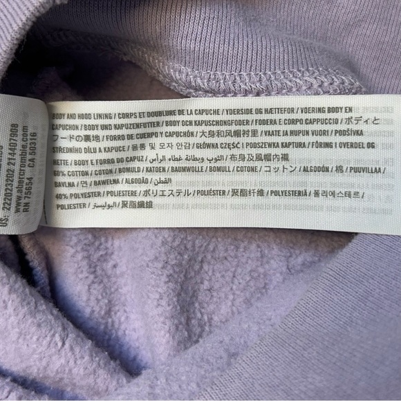 Abercrombie & Fitch Kids Purple Boy's Logo Cotton Blend Fleece Hoodie Size 11/12 - Picture 5 of 6